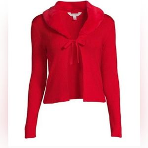 NWT No Boundaries Red Faux Fur Open Tie Cardigan Size XXL (19)